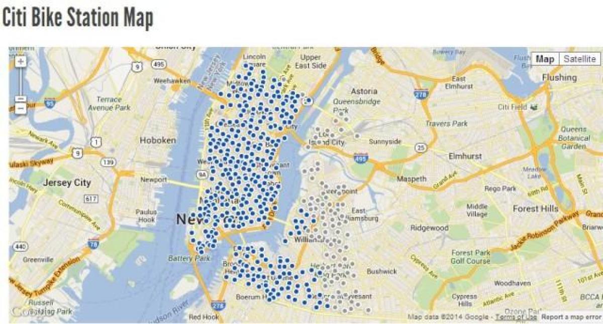 花旗集团自行车的纽约地图
