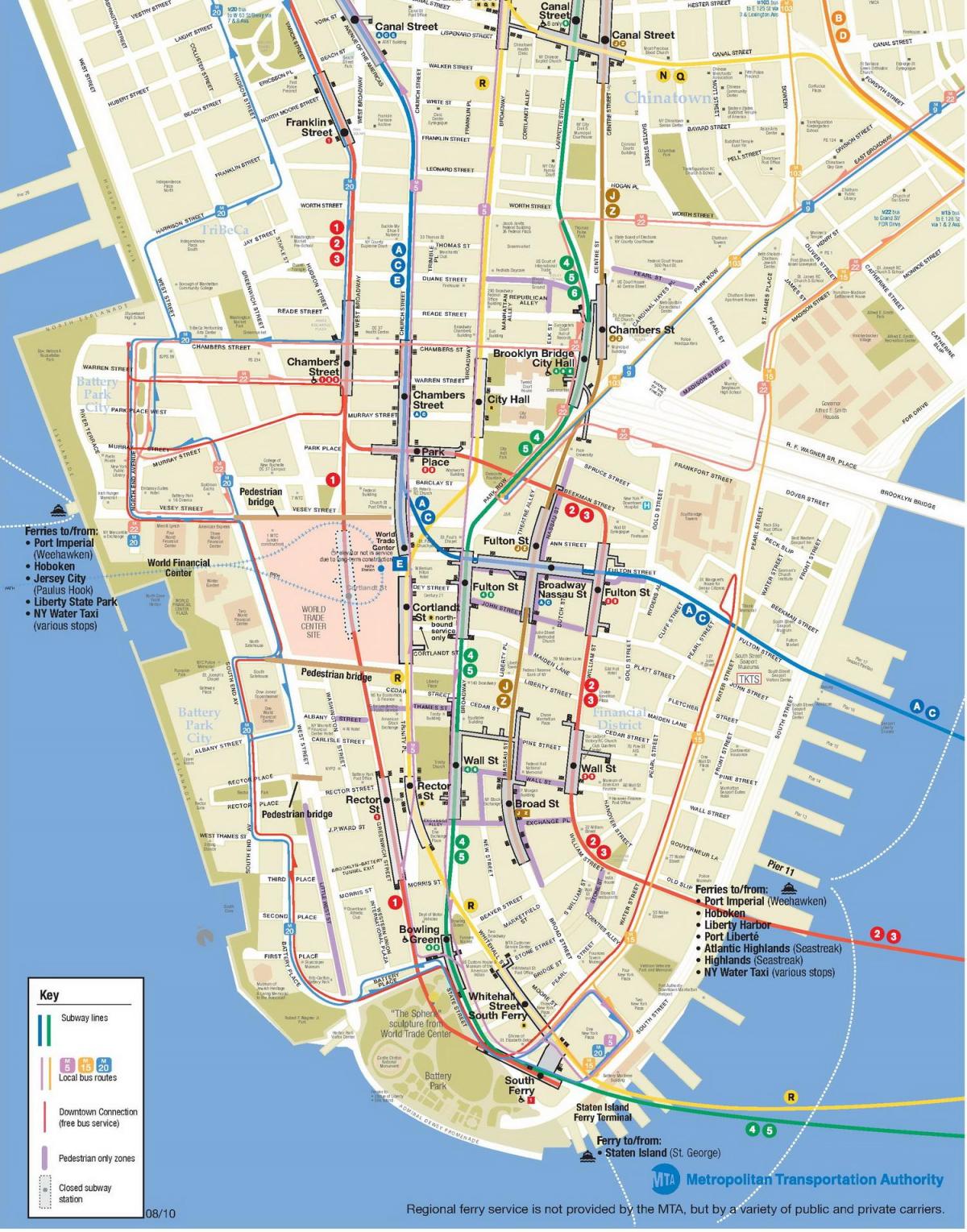 印刷地图纽约市中心的城市