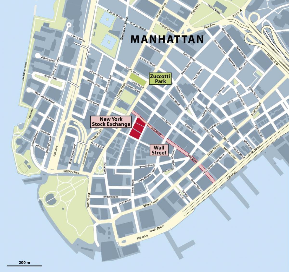 华尔街的纽约地图