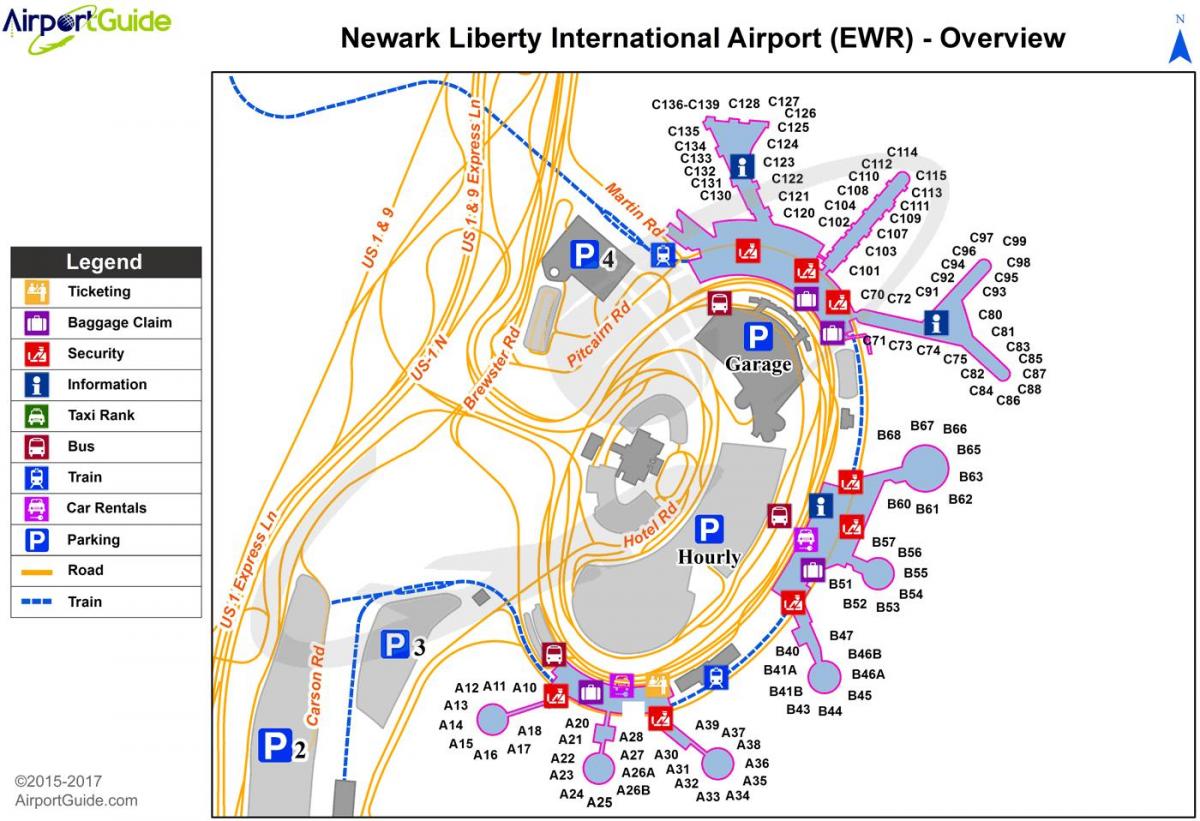 新泽西州纽瓦克机场的地图