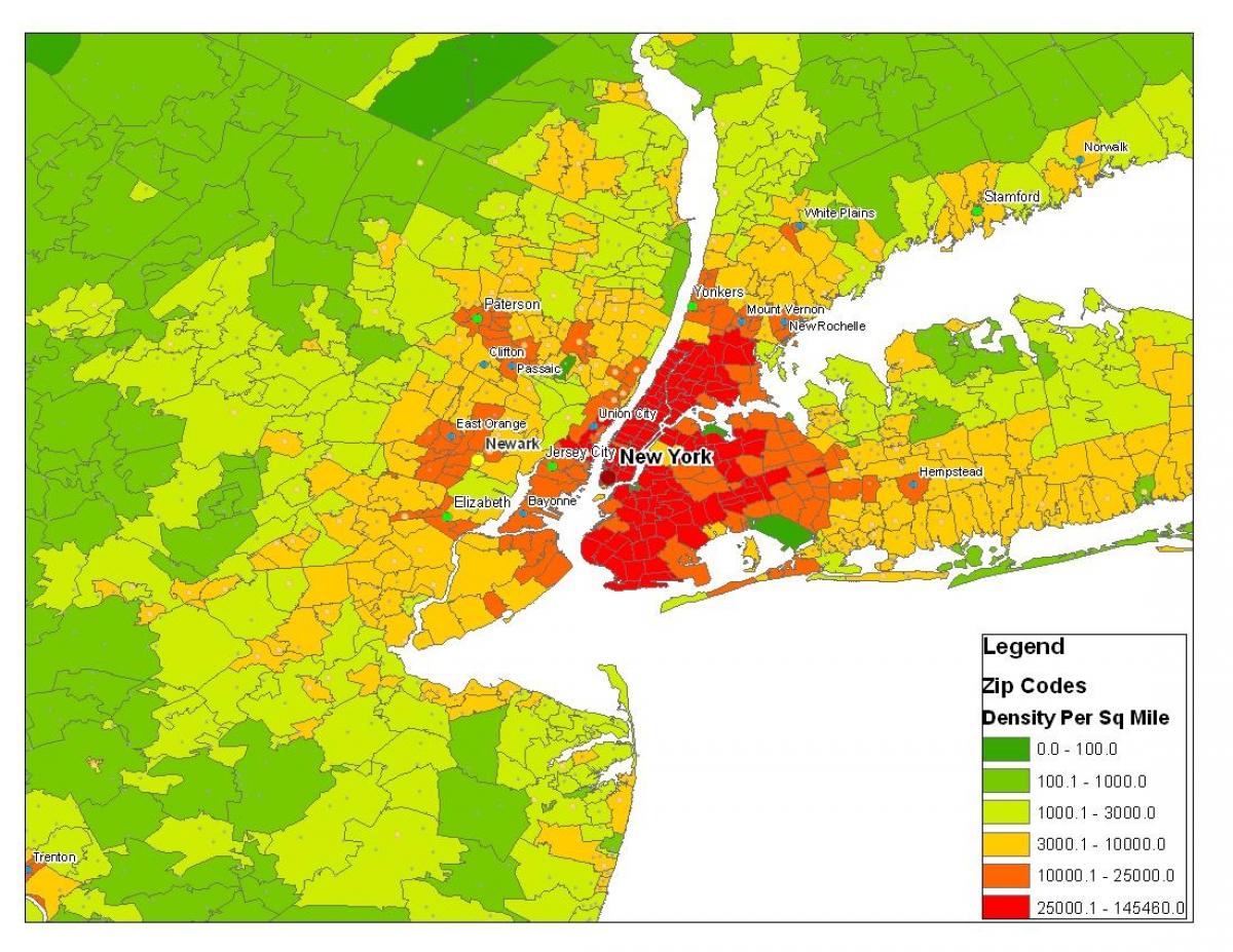 纽约的城市人口的地图