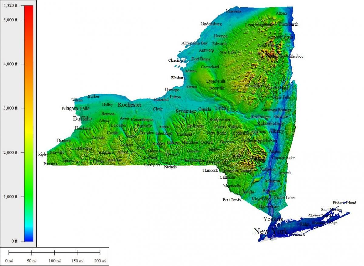 地图纽约市的地形