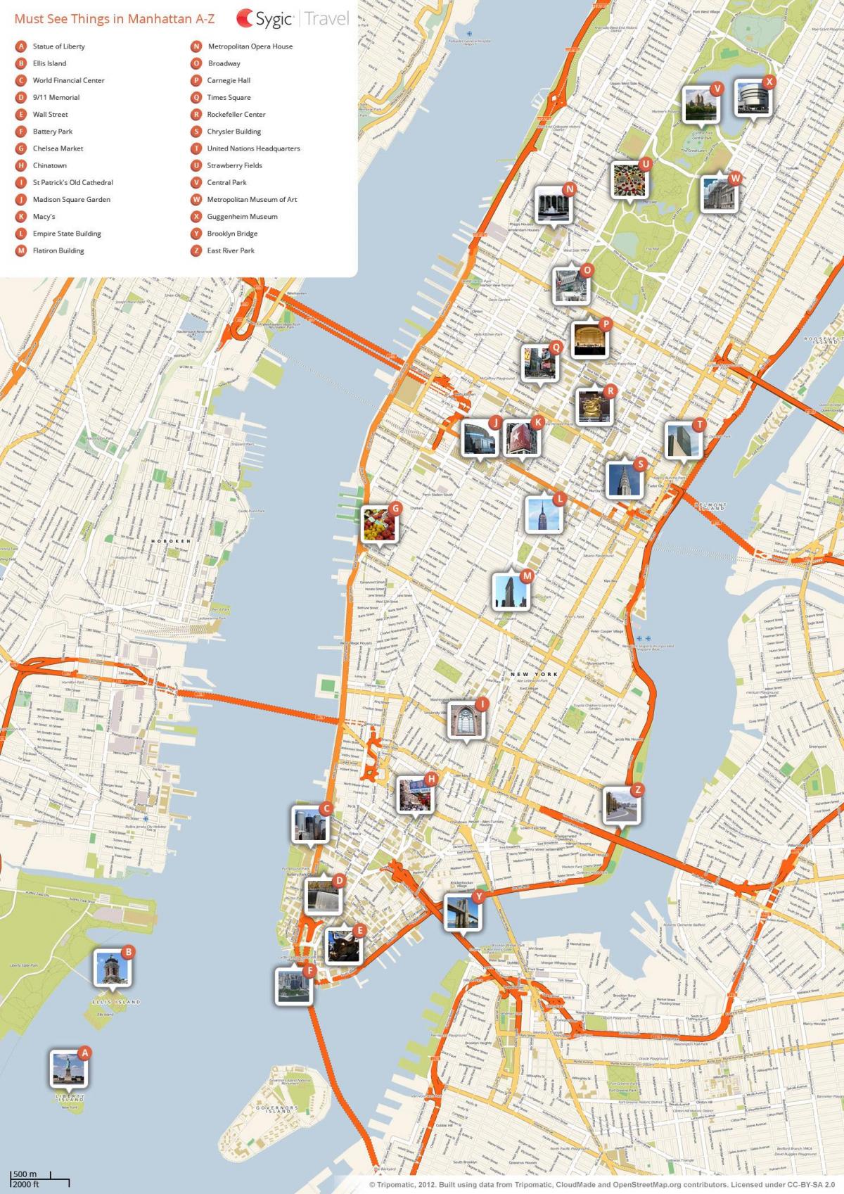 纽约市的旅游景点地图