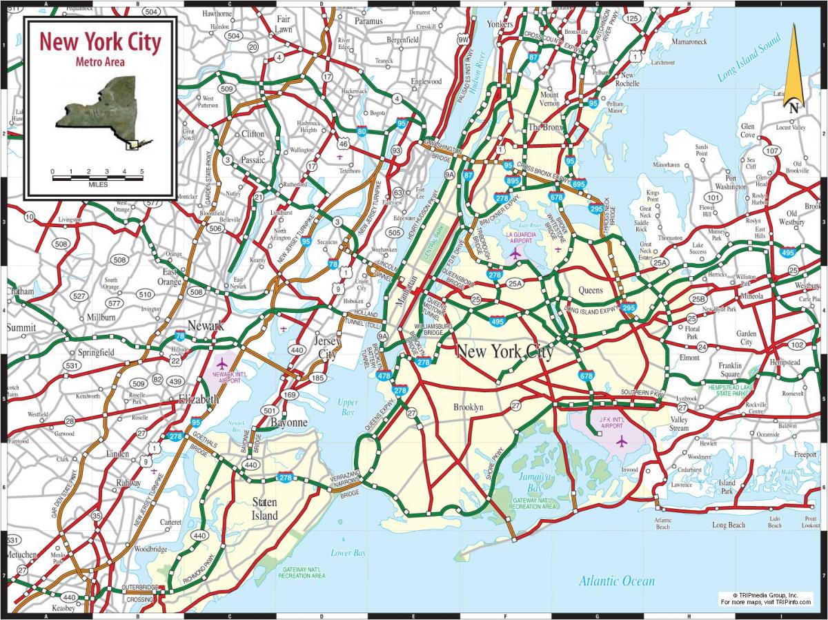 纽约市的道路地图