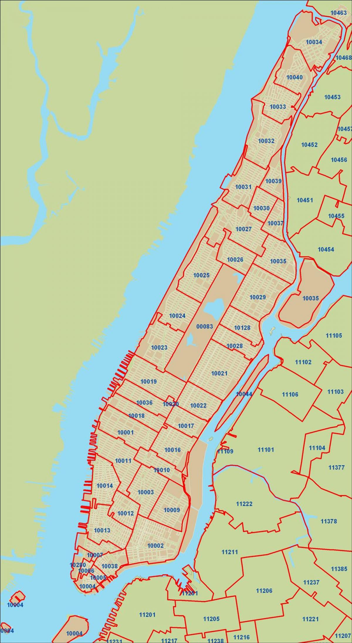 地图纽约的邮政编码