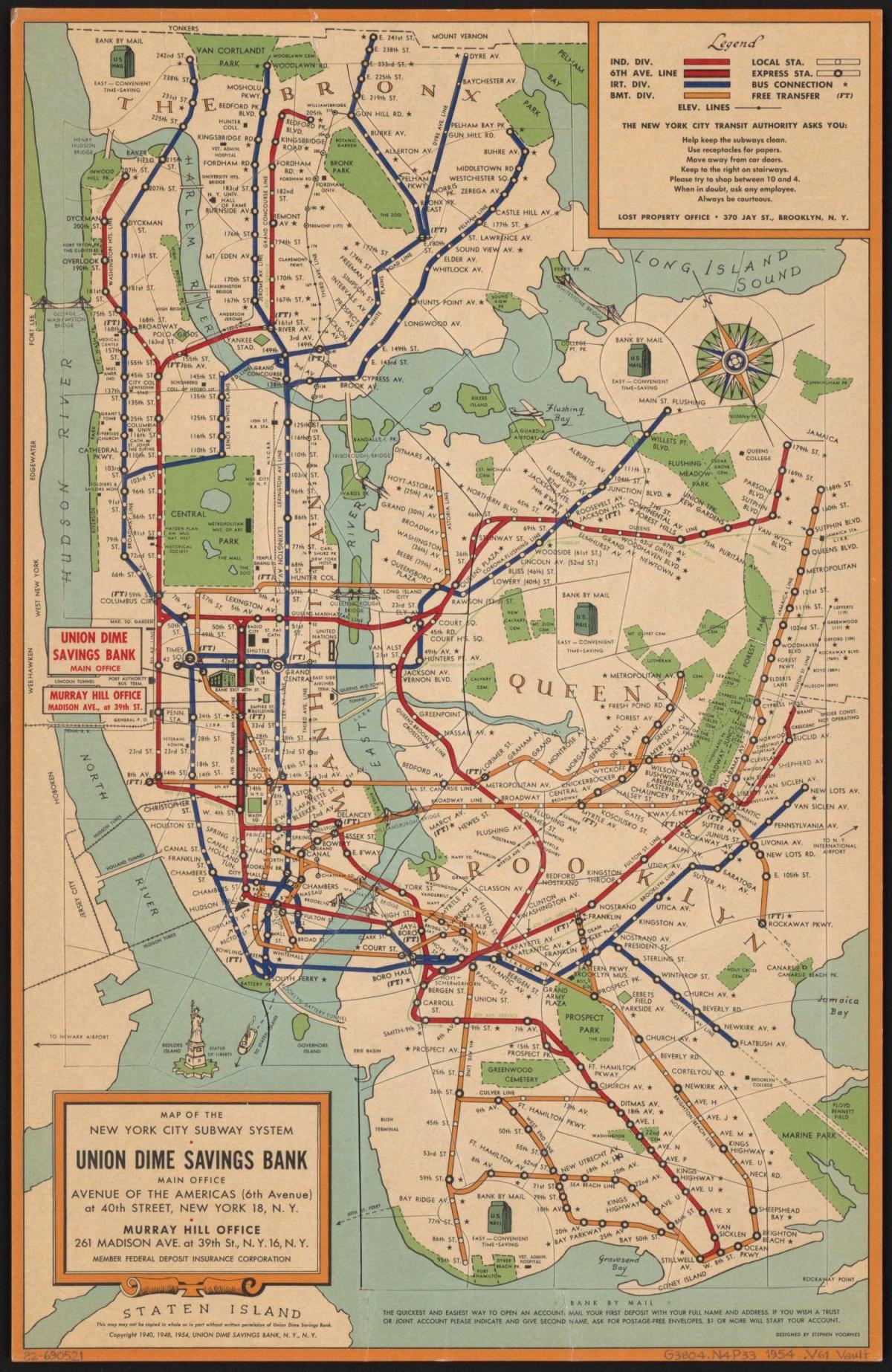 老纽约地铁图