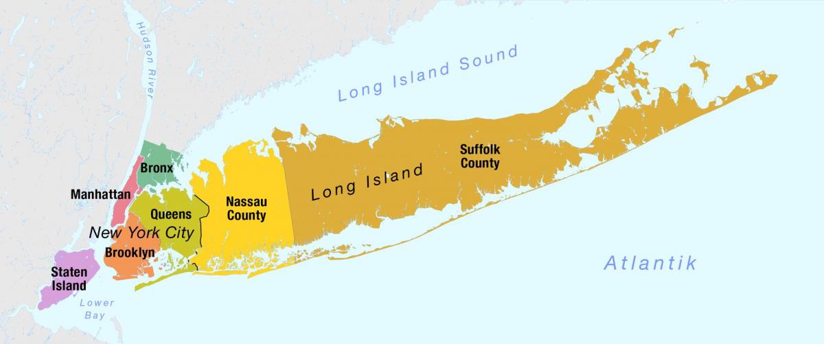 纽约市长岛的地图