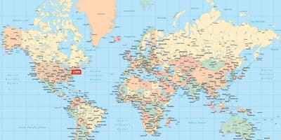 世界上的地图显示纽约